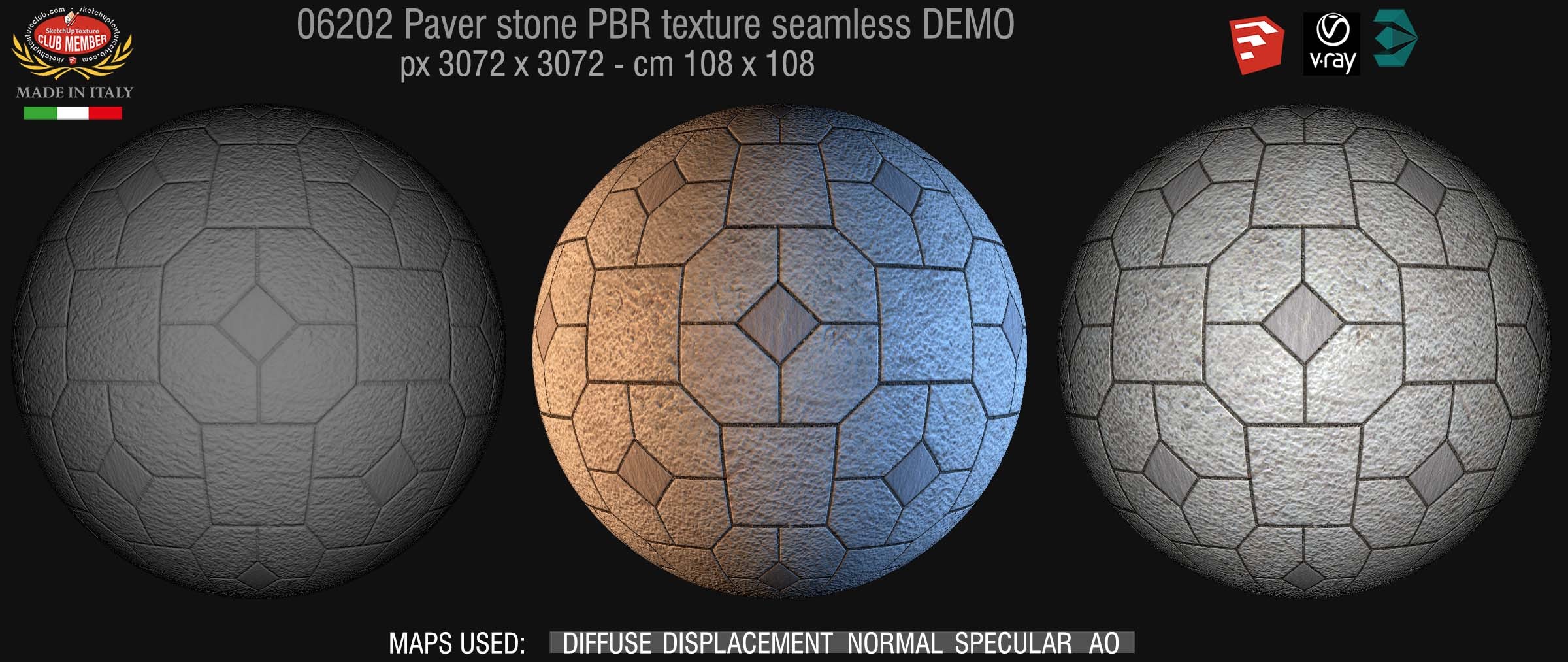 06202 Pavers stone PBR texture seamless DEMO