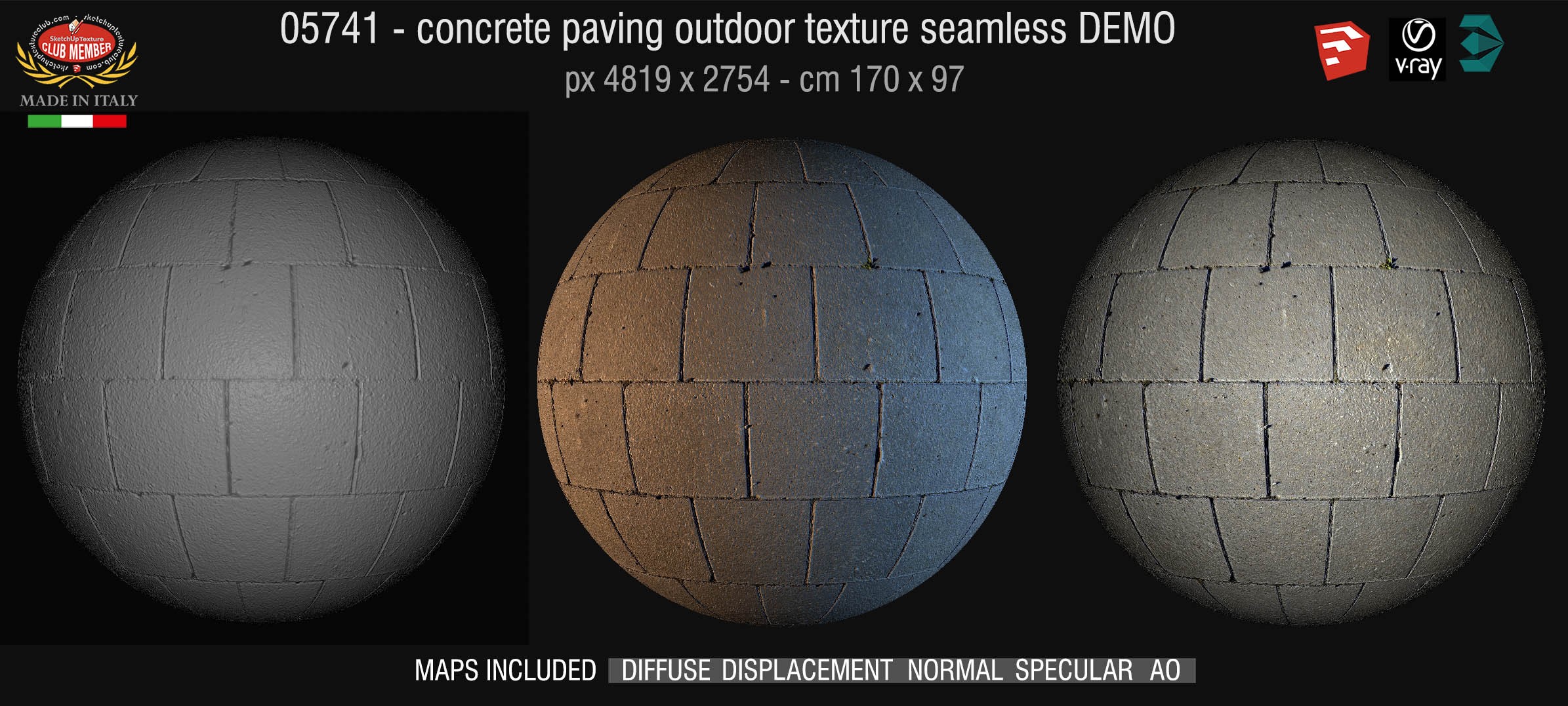 05741 HR Paving outdoor concrete regular block texture + maps DEMO