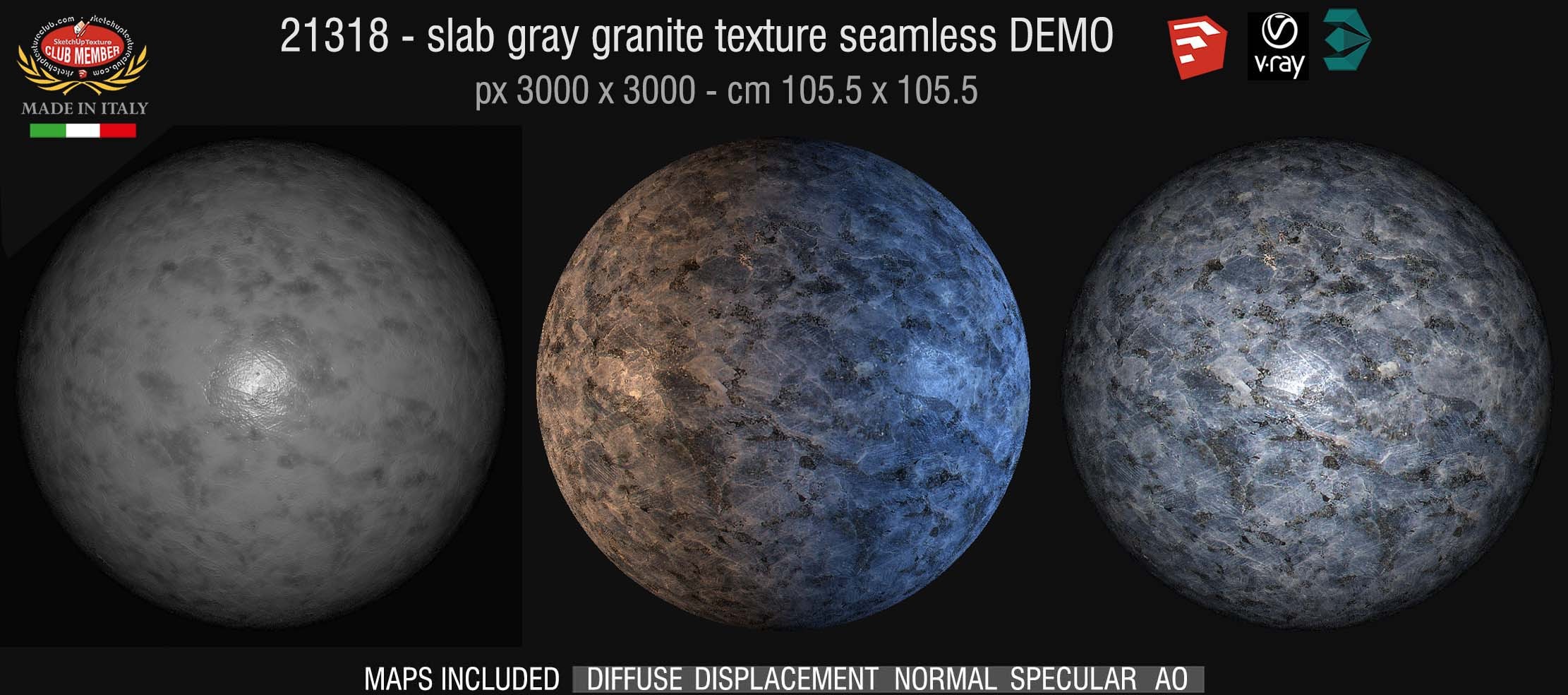 21318 Slab gray granite PBR texture seamless demo