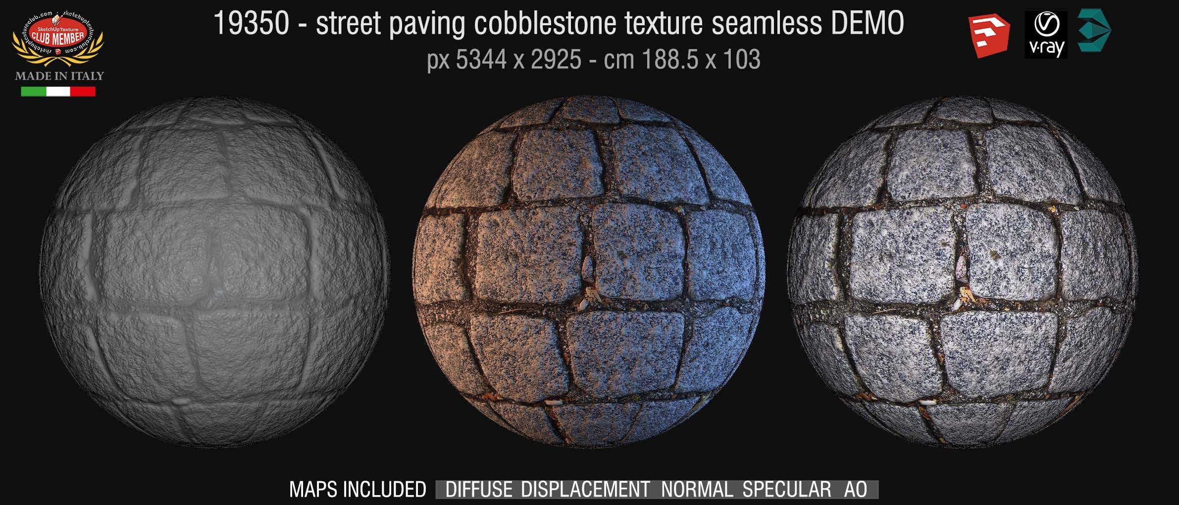 19350 HR Street paving cobblestone texture seamless + maps DEMO