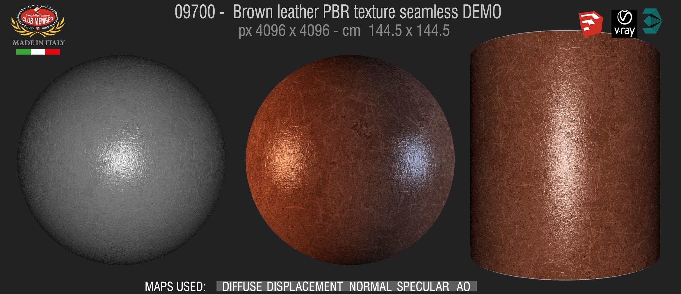 09700 Brown leather PBR texture seamless DEMO