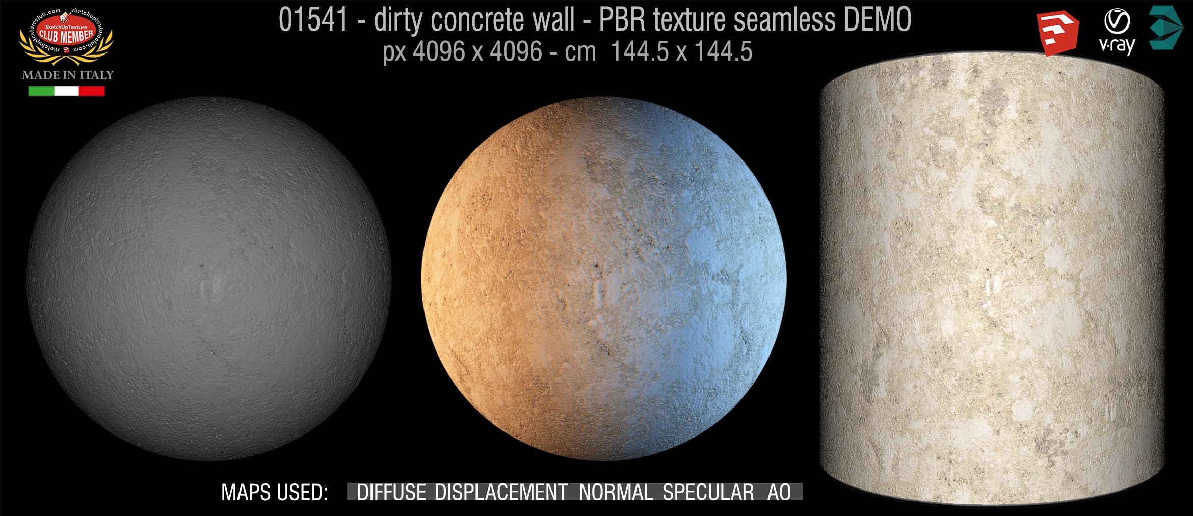 01541 dirty concrete wall PBR texture seamless DEMO
