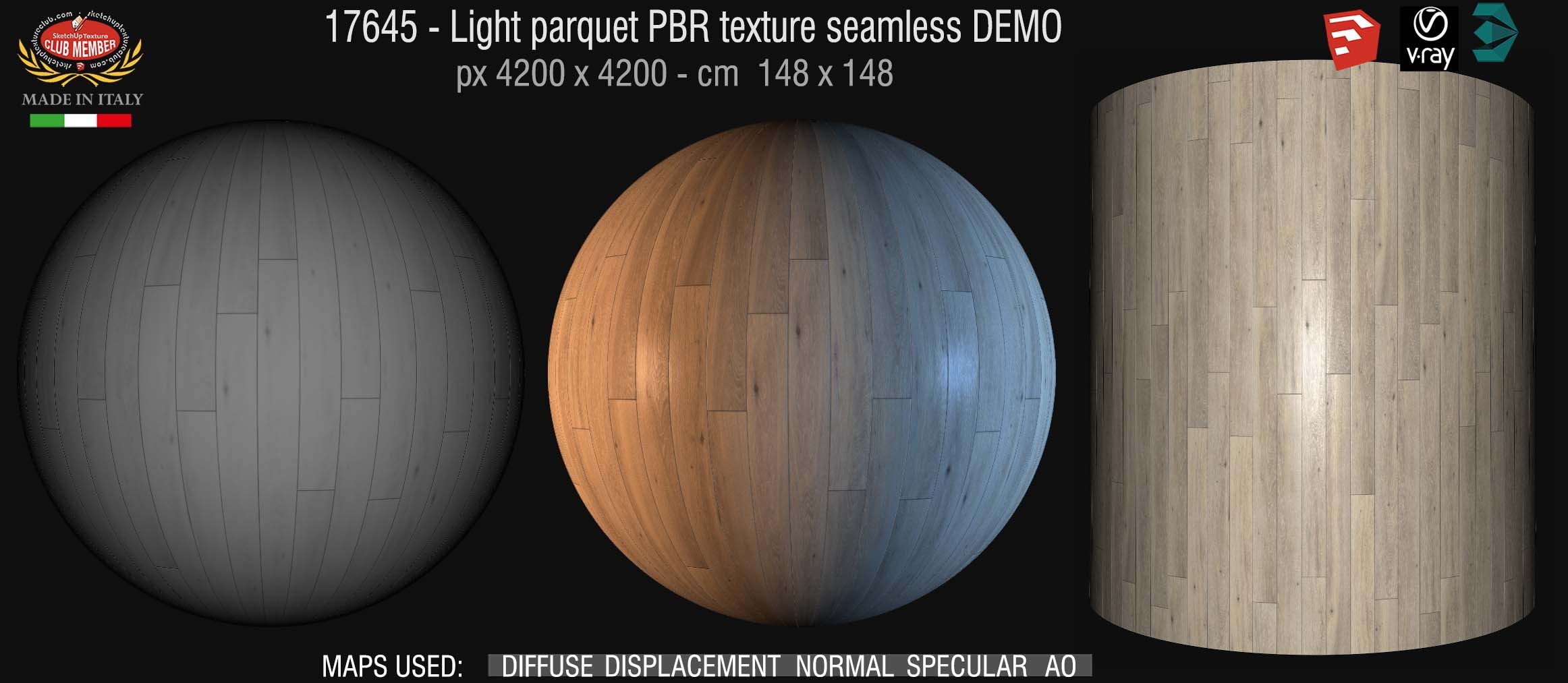 17645 Light parquet PBR texture seamless DEMO