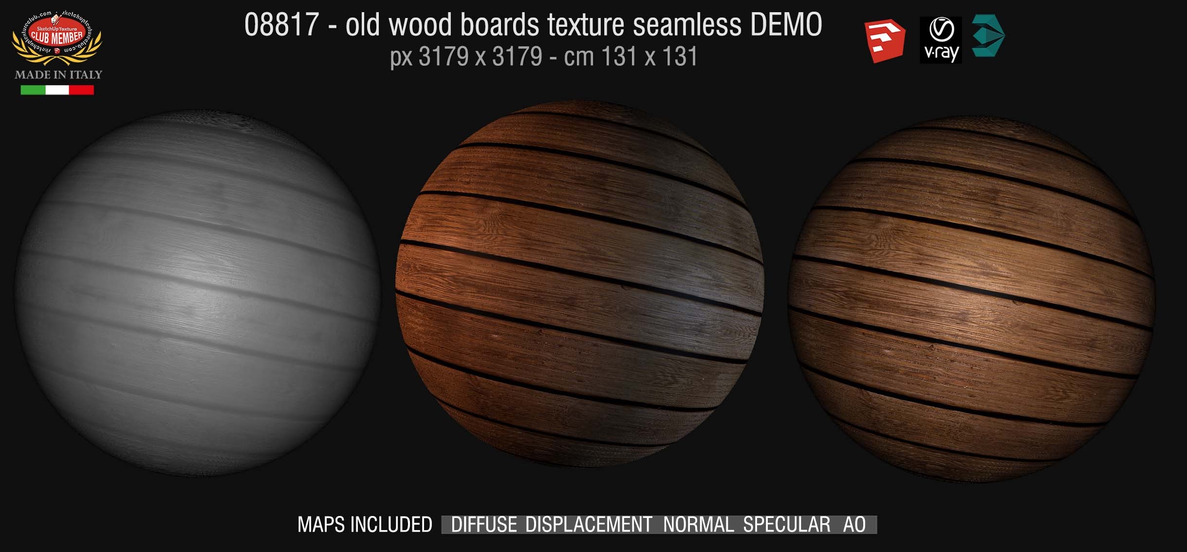 08817 HR Old wood boards texture seamless + maps DEMO