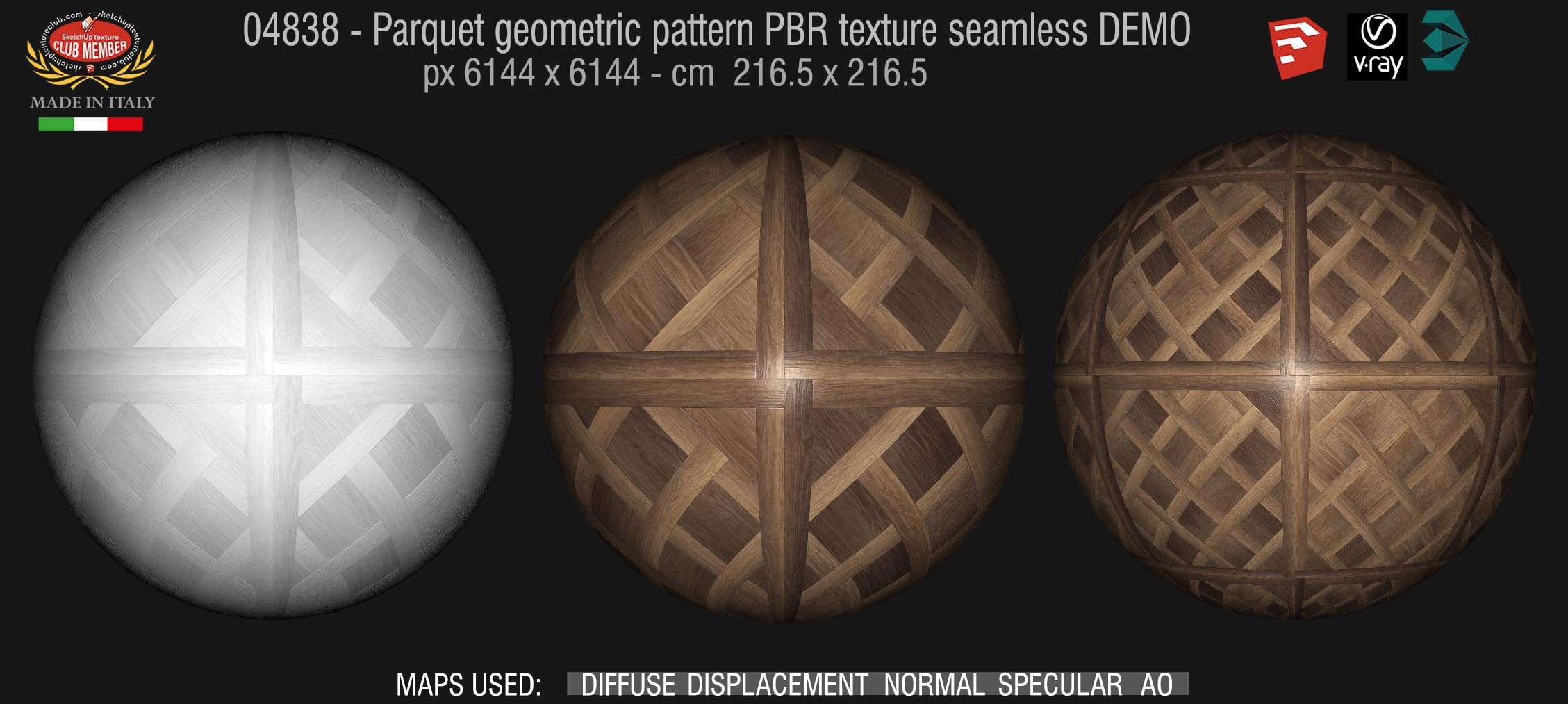 04838 Parquet geometric pattern PBR texture seamless DEMO
