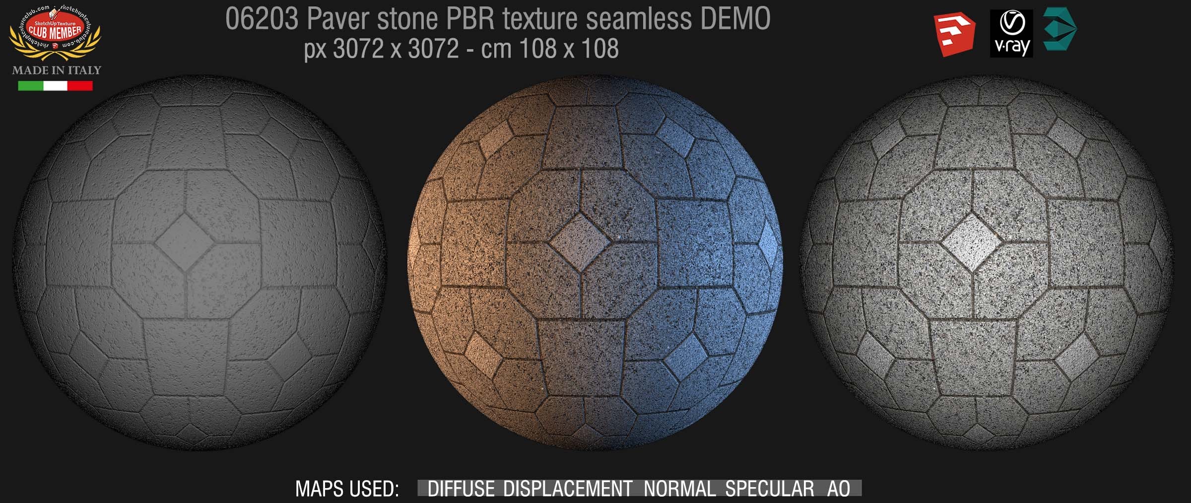 06203 Pavers stone PBR texture seamless DEMO