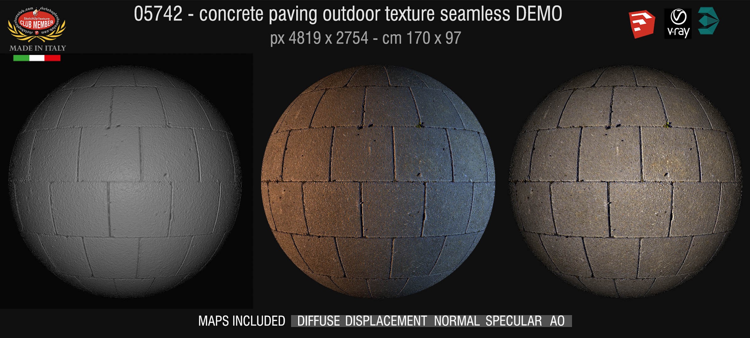 05742 HR Paving outdoor concrete regular block texture + maps DEMO