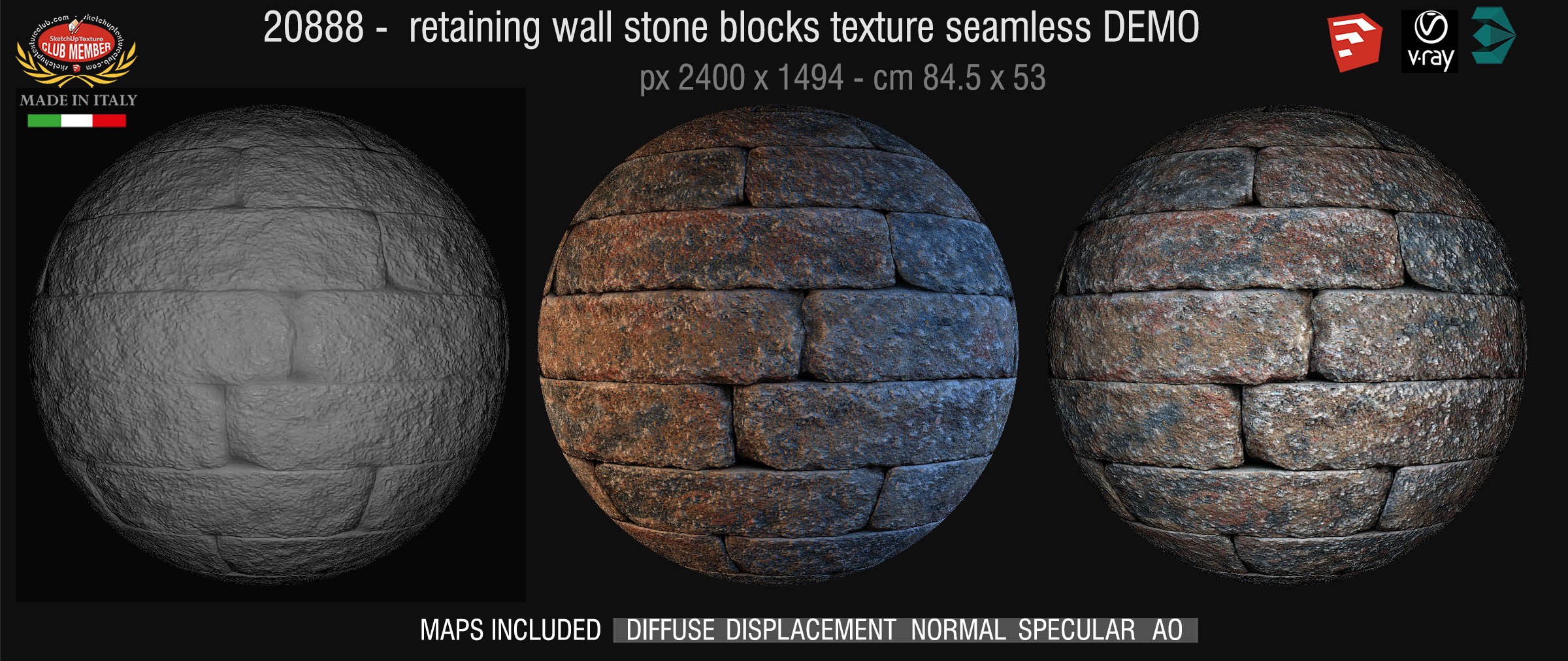 20888 HR Retaining wall stone blocks texture DEMO
