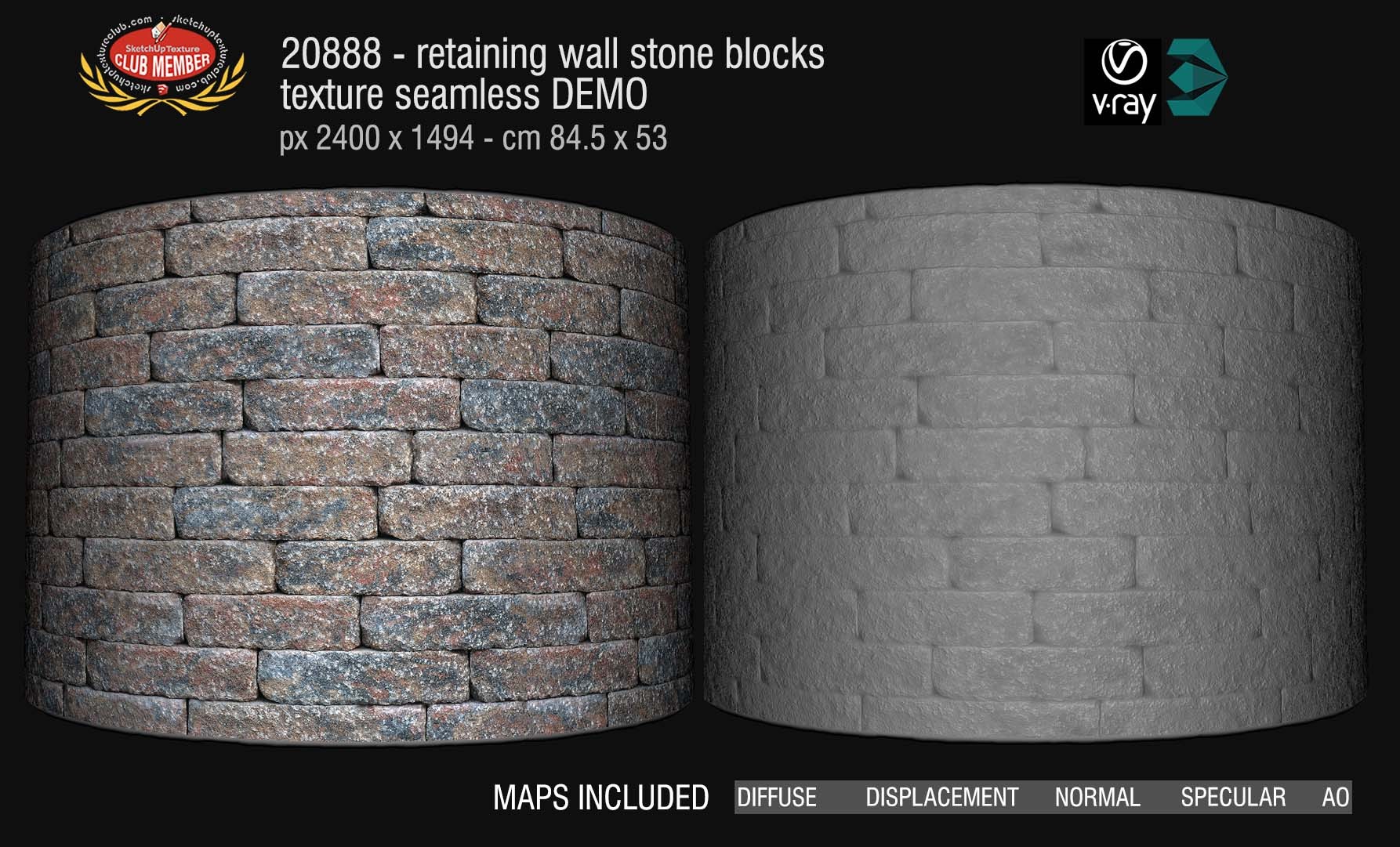 Retaining wall stone blocks texture seamless 20888