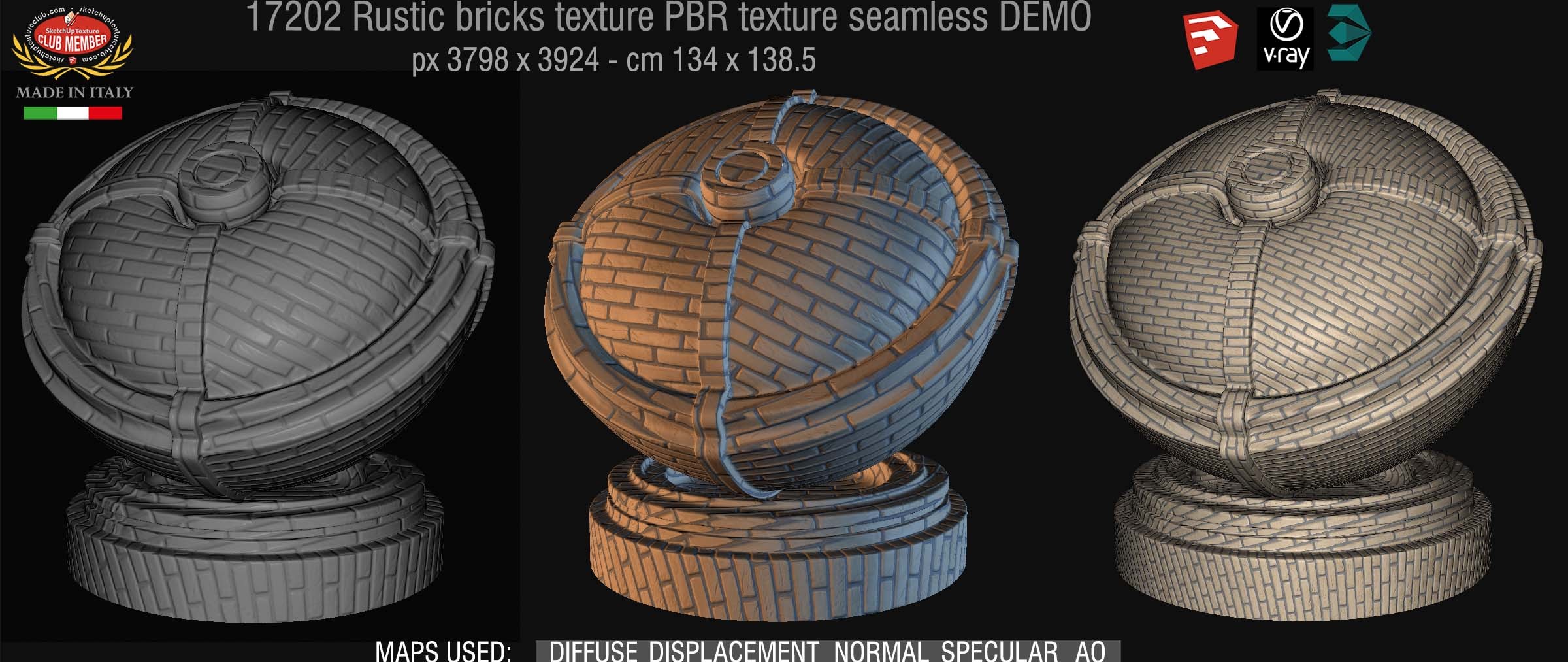 17202 Rustic bricks PBR texture seamless DEMO