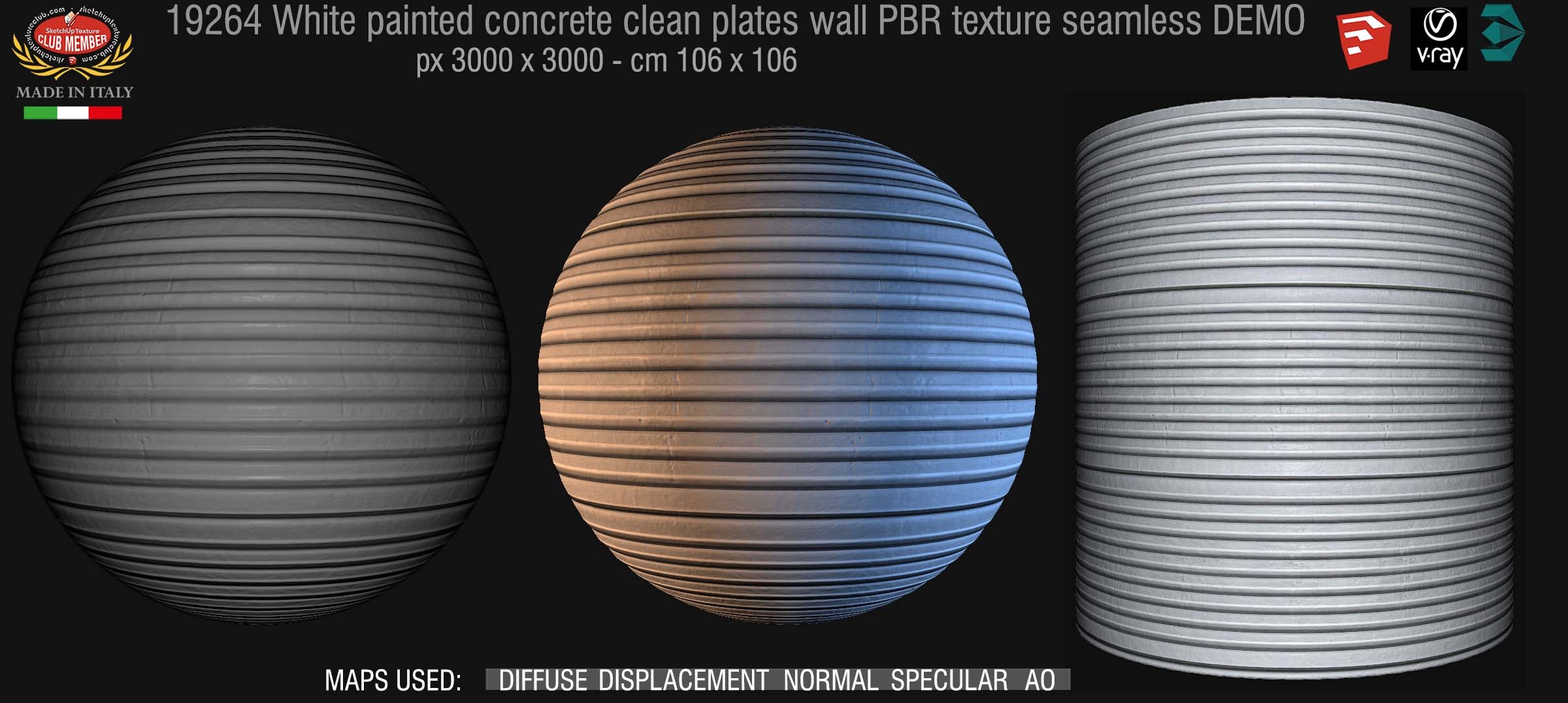 19264 White painted concrete clean plates wall PBR texture seamless