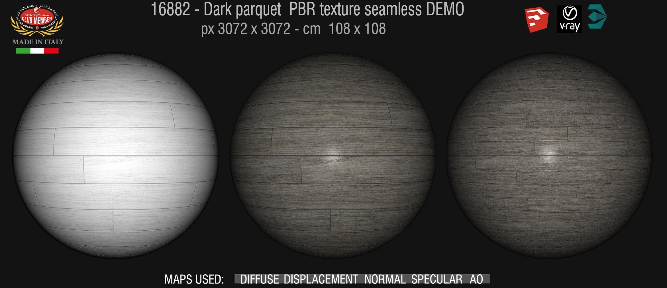 16882 Dark parquet PBR texture seamless DEMO