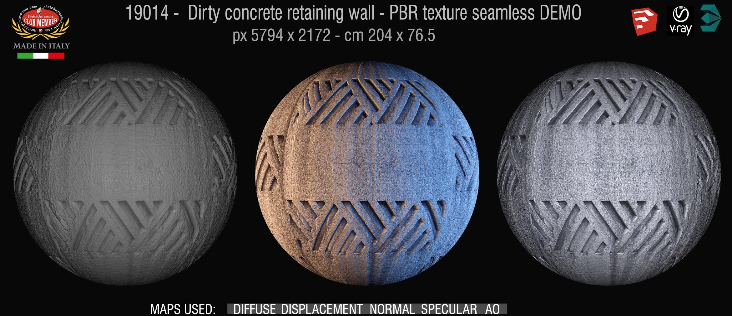 19014 Dirty concrete retaining wall PBR texture seamless DEMO