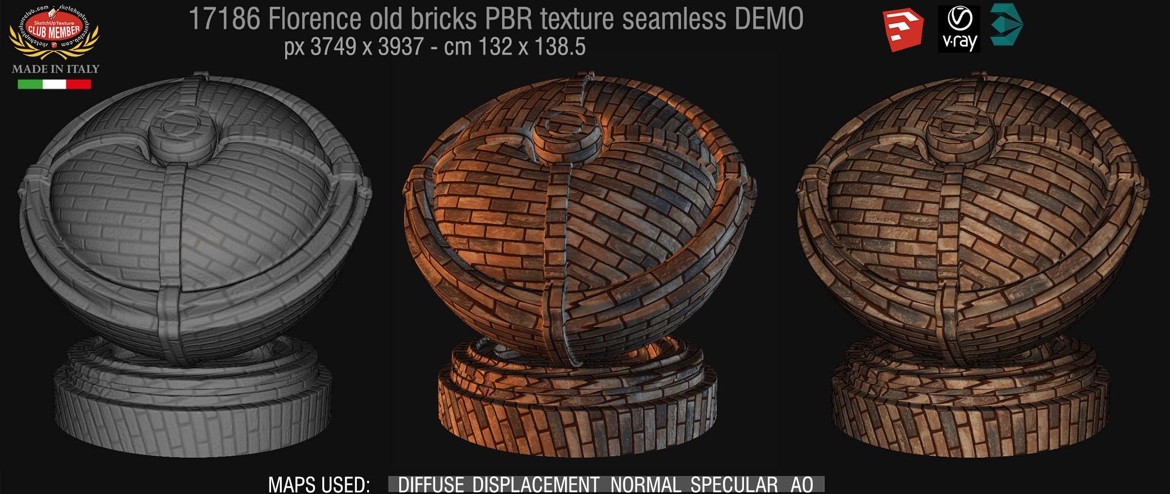 17186 Florence old bricks PBR texture seamless DEMO