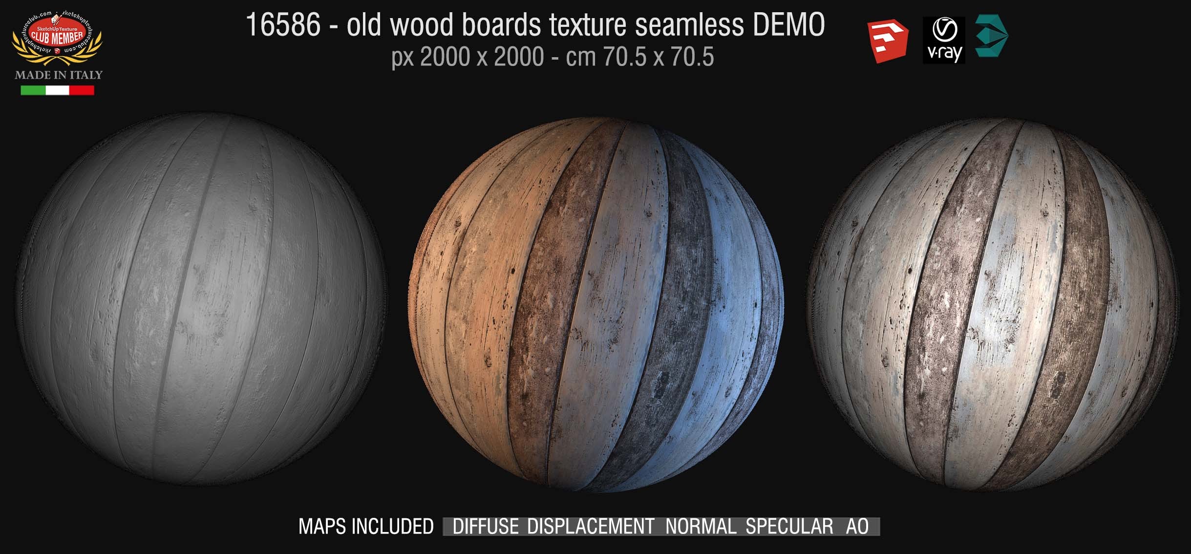 16586 HR Old wood boards texture seamless + maps demo