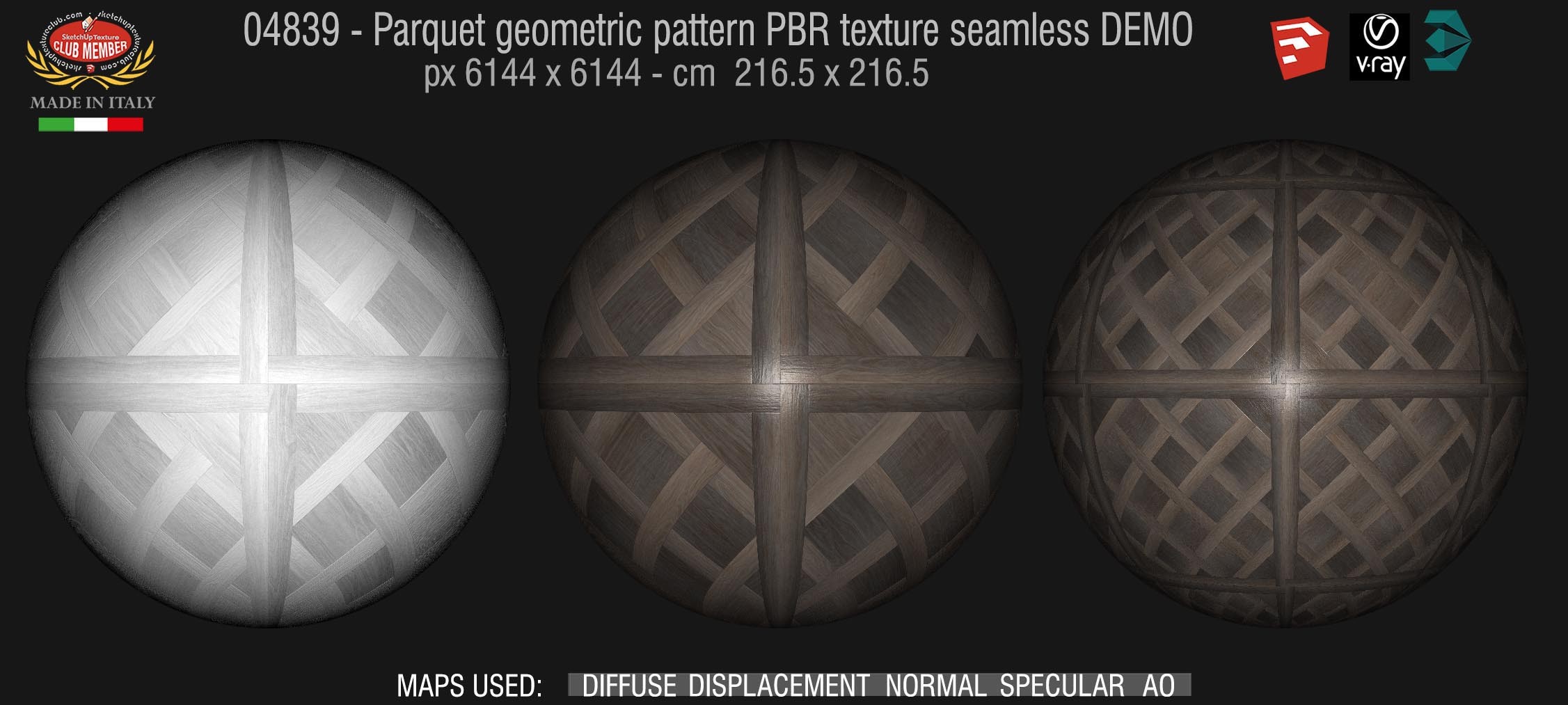 04839 Parquet geometric pattern PBR texture seamless DEMO