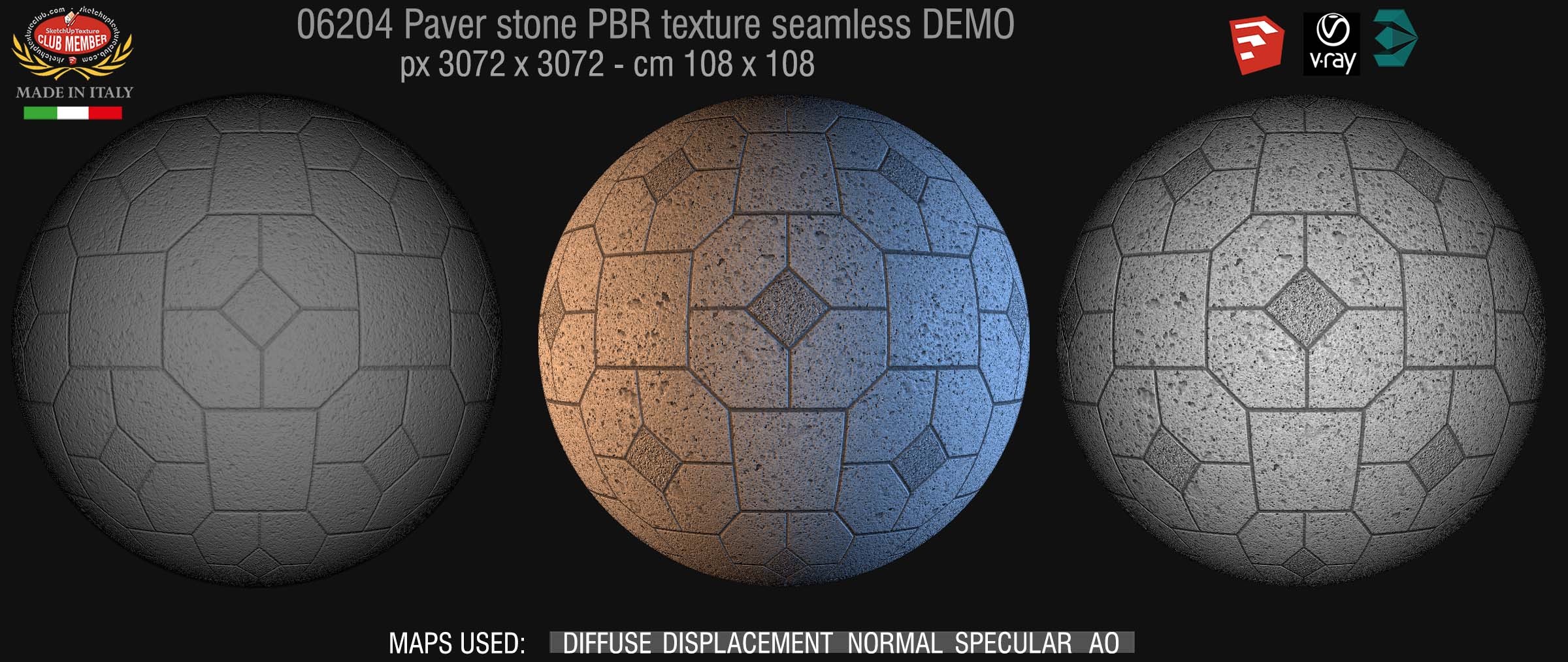 06204 Pavers stone PBR texture seamless DEMO