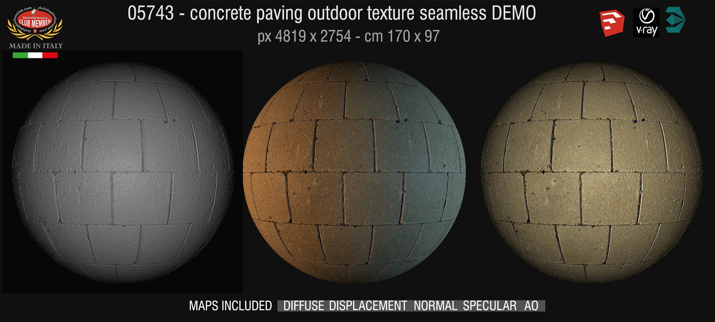 05743 HR Paving outdoor concrete regular block texture + maps DEMO