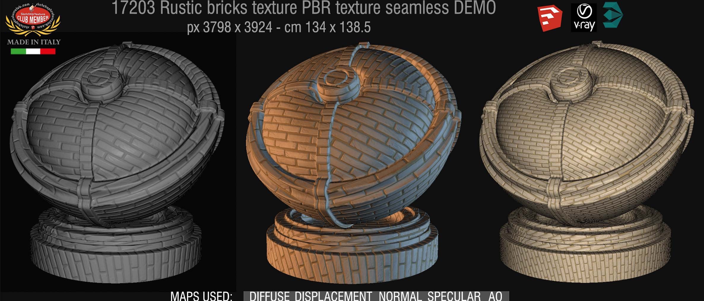 17203 Rustic bricks PBR texture seamless DEMO