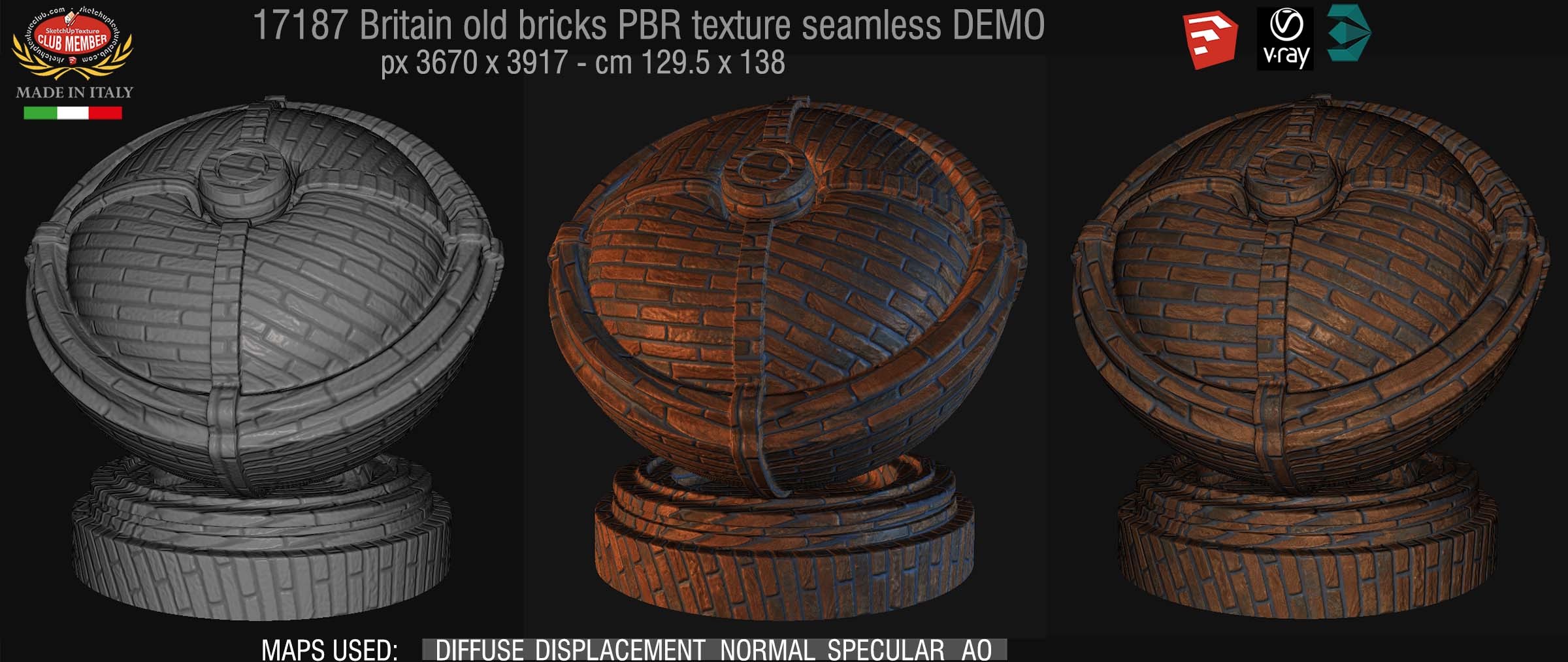 17187 Britain old bricks PBR texture seamless DEMO