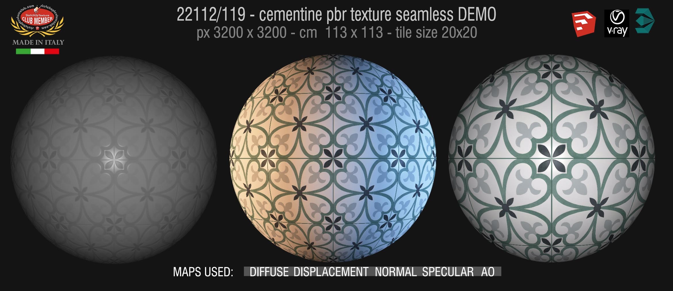 22112/119 cementine tiles Pbr texture seamless demo  D_Segni Concrete Look by Marazzi