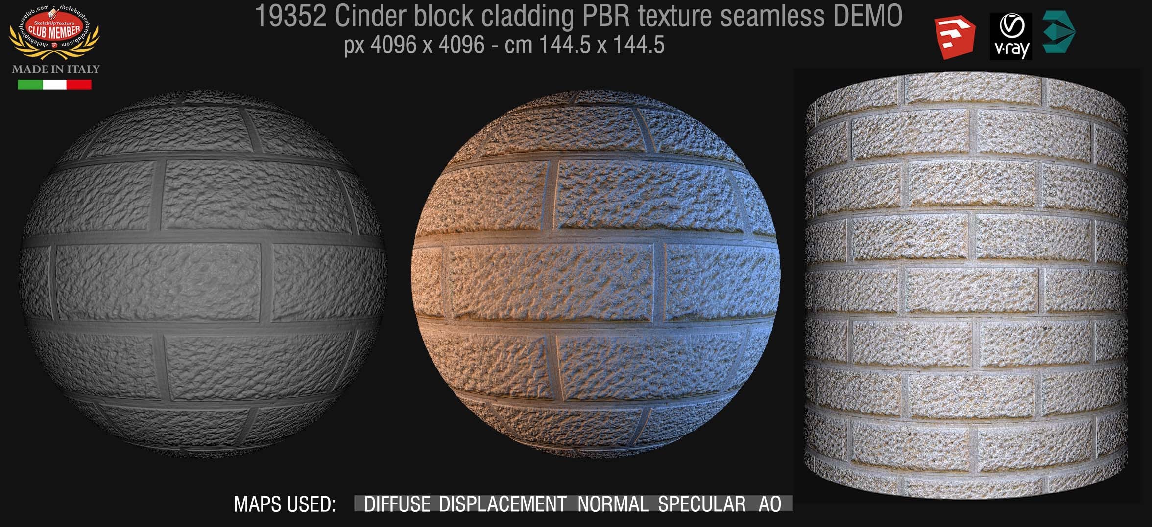 19352  Cinder block cladding PBR texture seamless DEMO