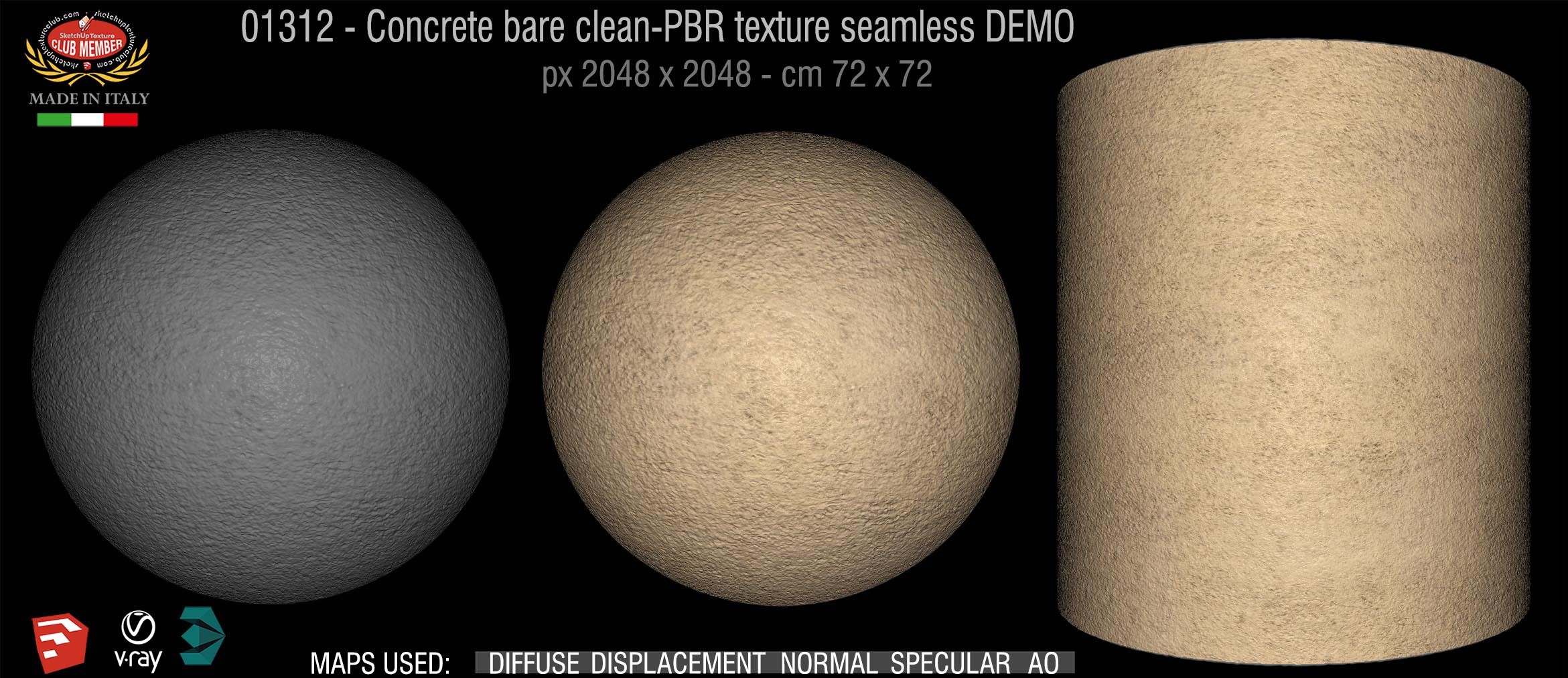 01312 Concrete bare clean-PBR texture seamless DEMO