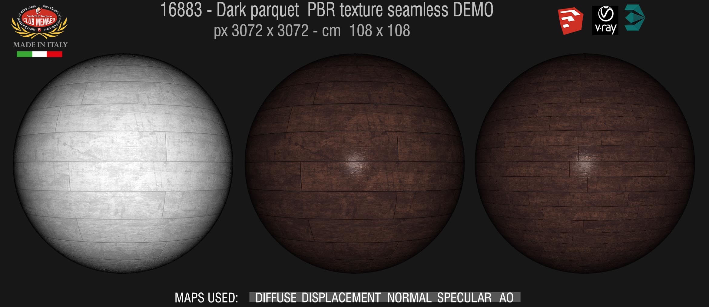 16883 Dark parquet PBR texture seamless DEMO