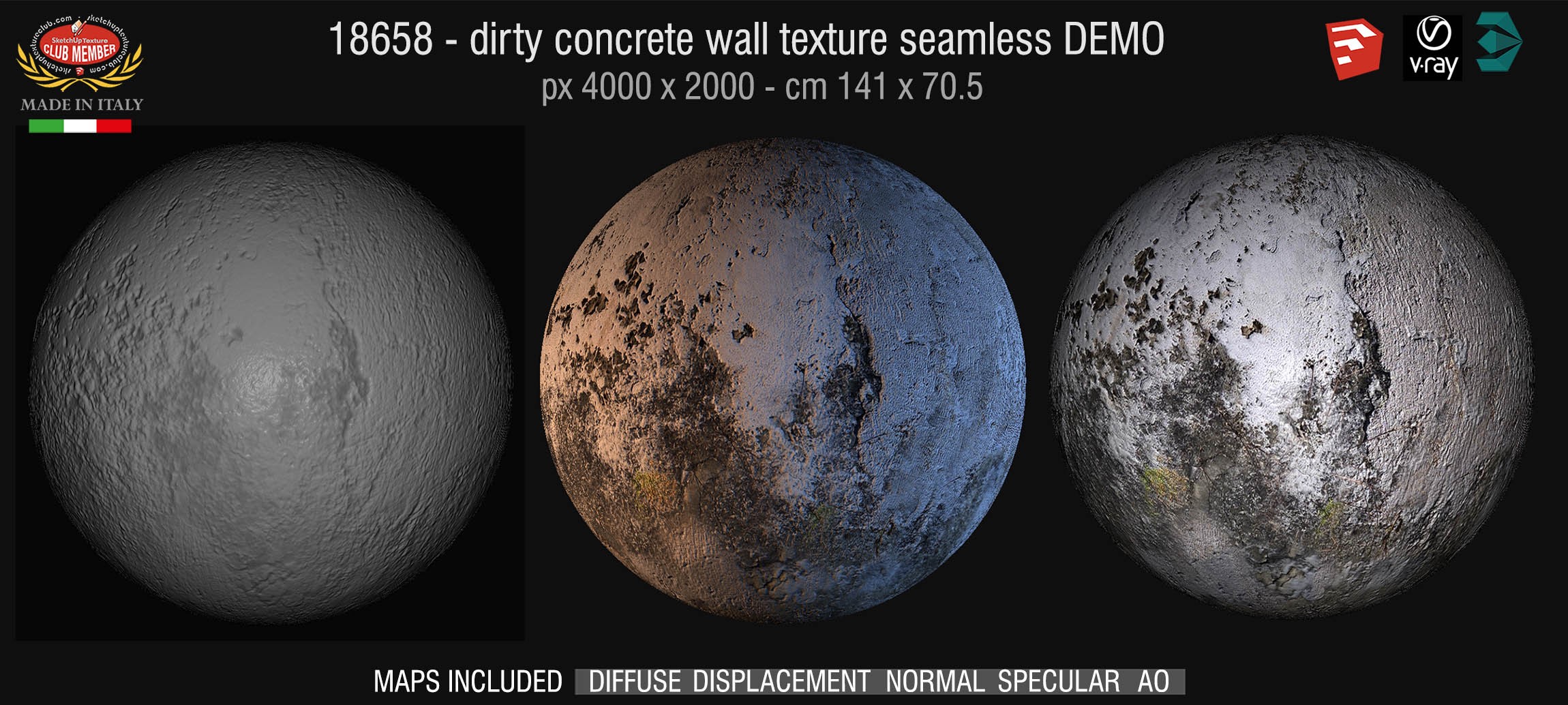 18658  Concrete bare dirty wall PBR texture seamless DEMO