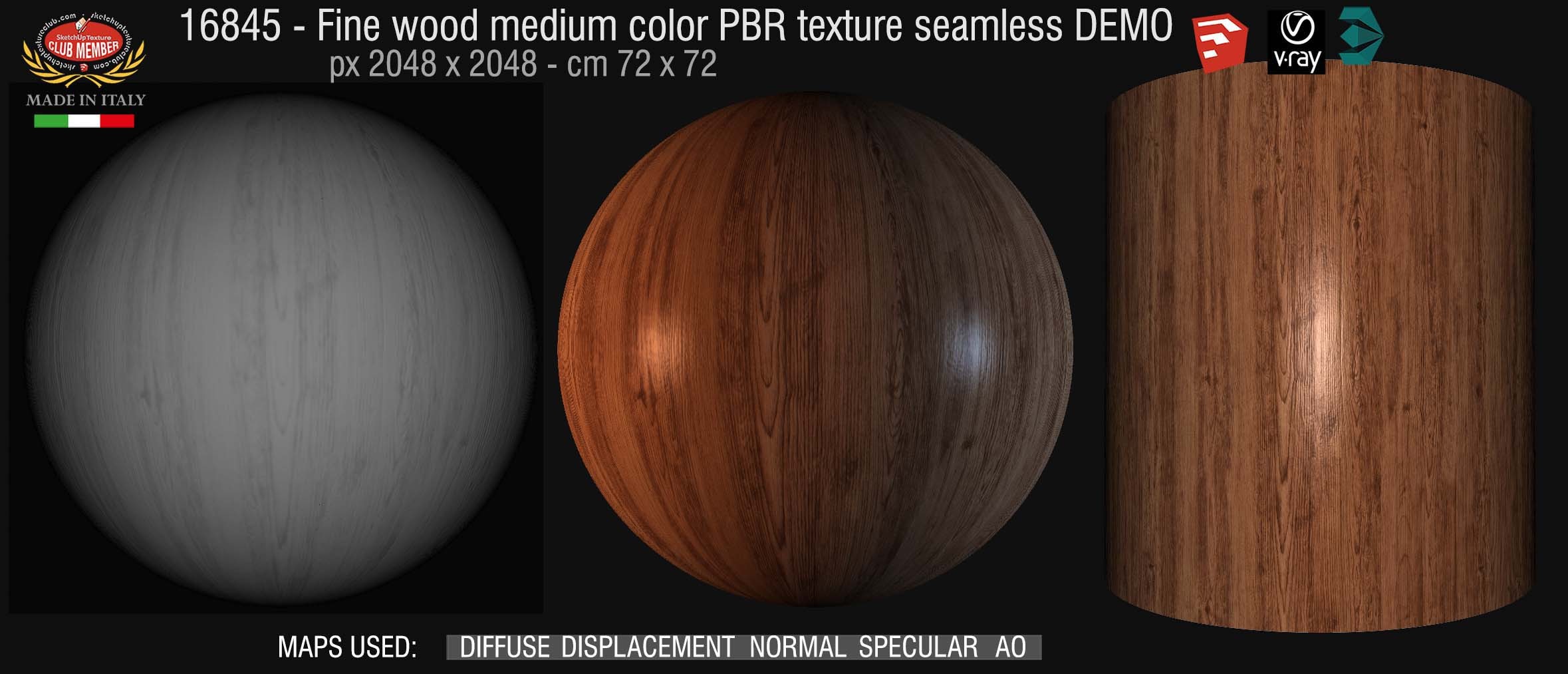 16845 Fine wood medium color PBR texture seamless DEMO