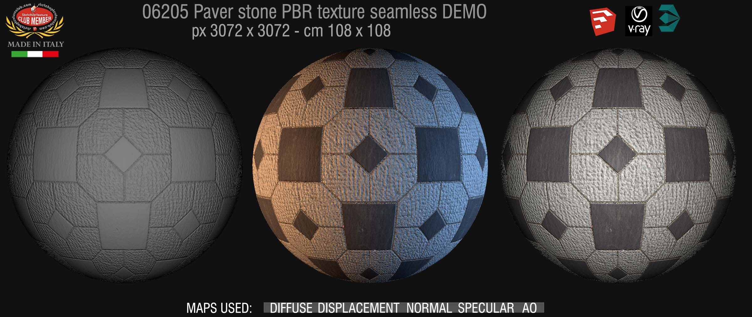 06205 Pavers stone PBR texture seamless DEMO