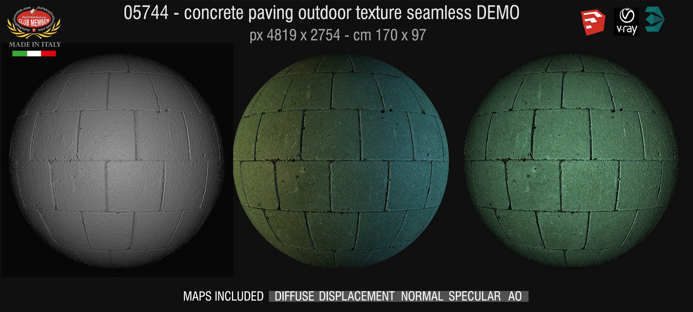 05744 HR Paving outdoor concrete regular block texture + maps DEMO