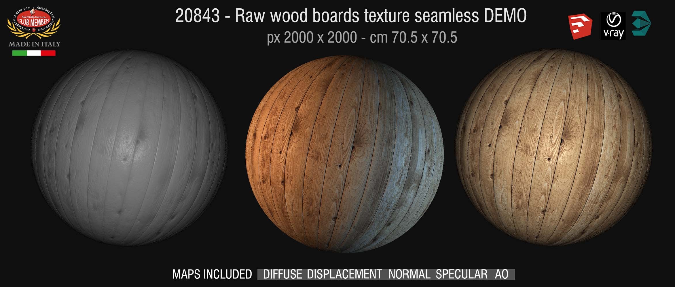 20843 HR Raw wood boards texture seamless and maps DEMO
