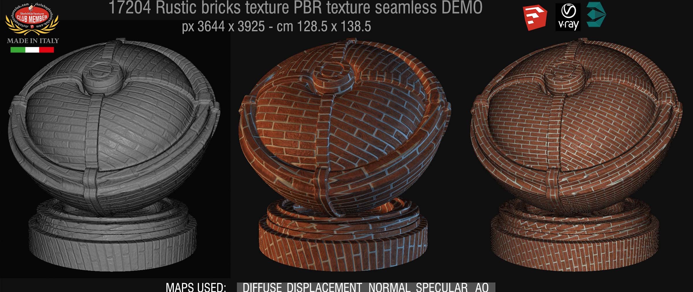 17204 rustic bricks PBR texture seamless DEMO