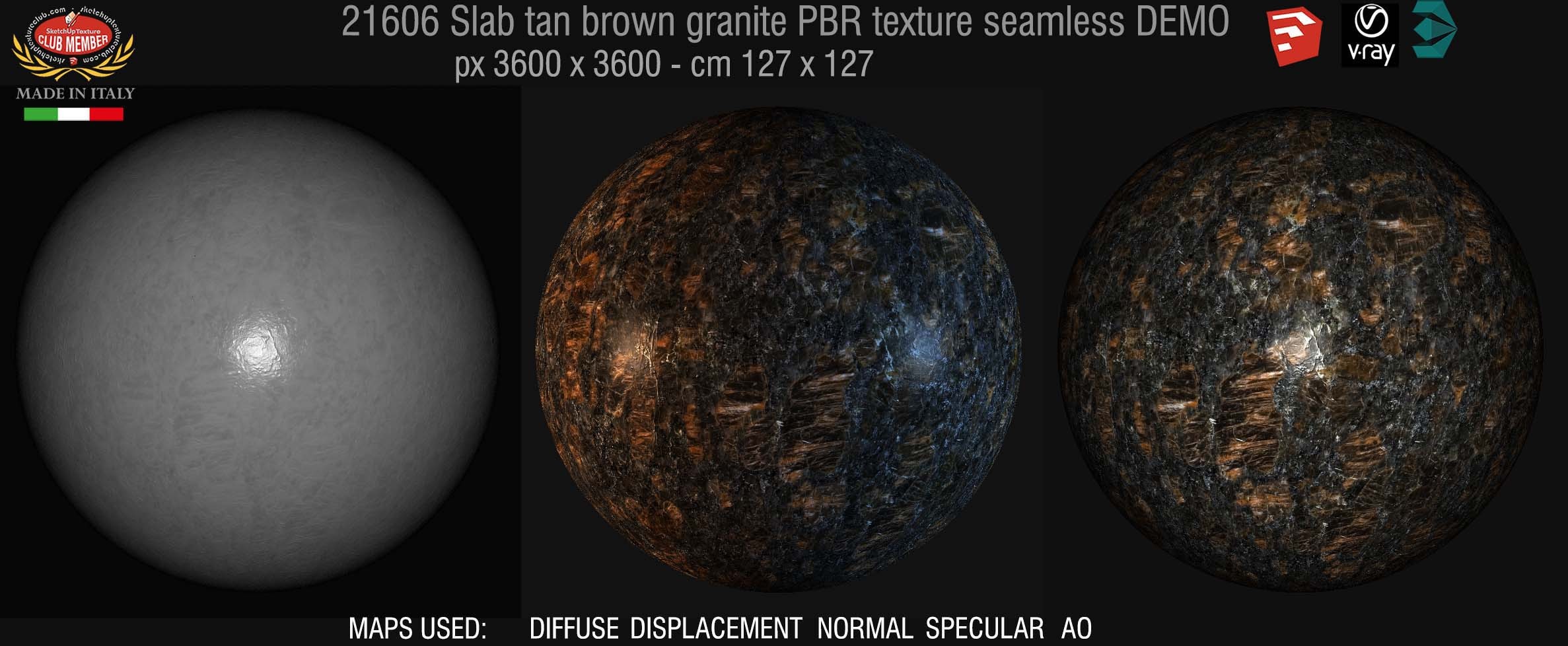 21606 Slab tan brown granite PBR texture seamless DEMO