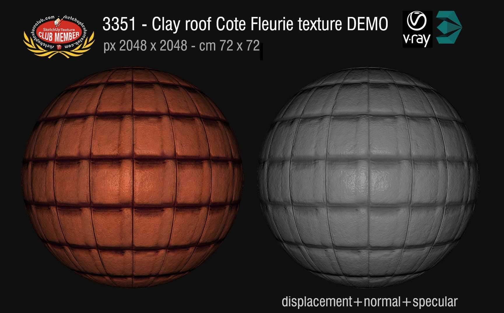 03351 Clay roofing Cote Fleurie texture + maps DEMO