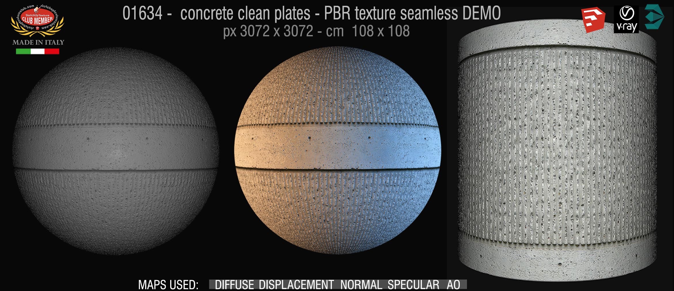 01634 concrete clean plates wall PBR texture seamless DEMO