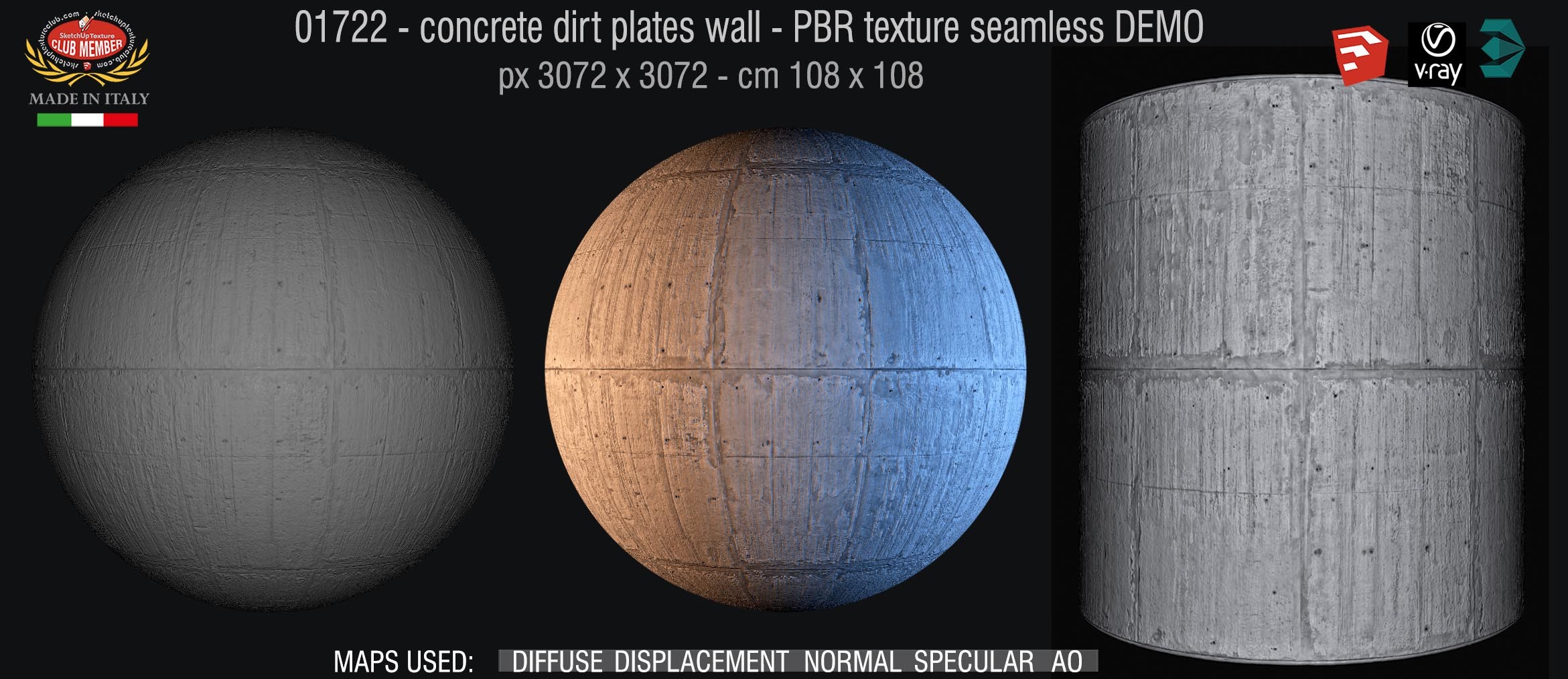 01722 concrete dirt plates wall PBR texture seamless DEMO