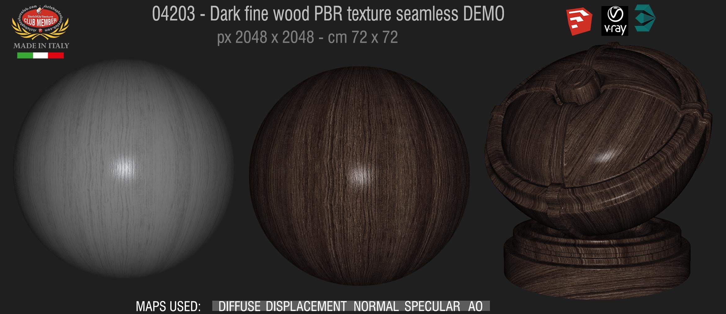 04203 Dark fine wood PBR texture seamless DEMO