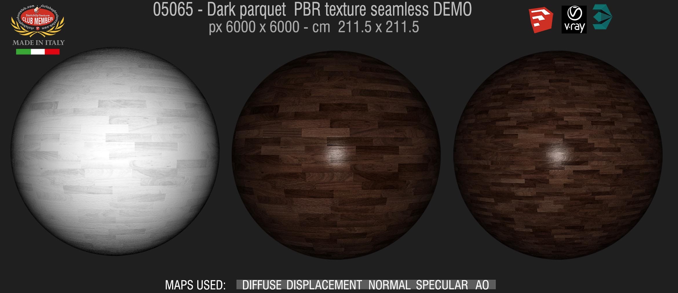 05065 Dark parquet PBR texture seamless DEMO