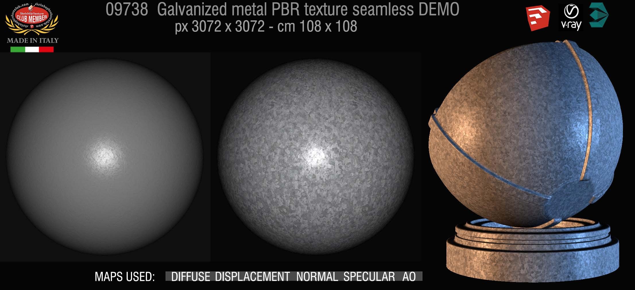 09738 Galvanized metal PBR texture seamless DEMO