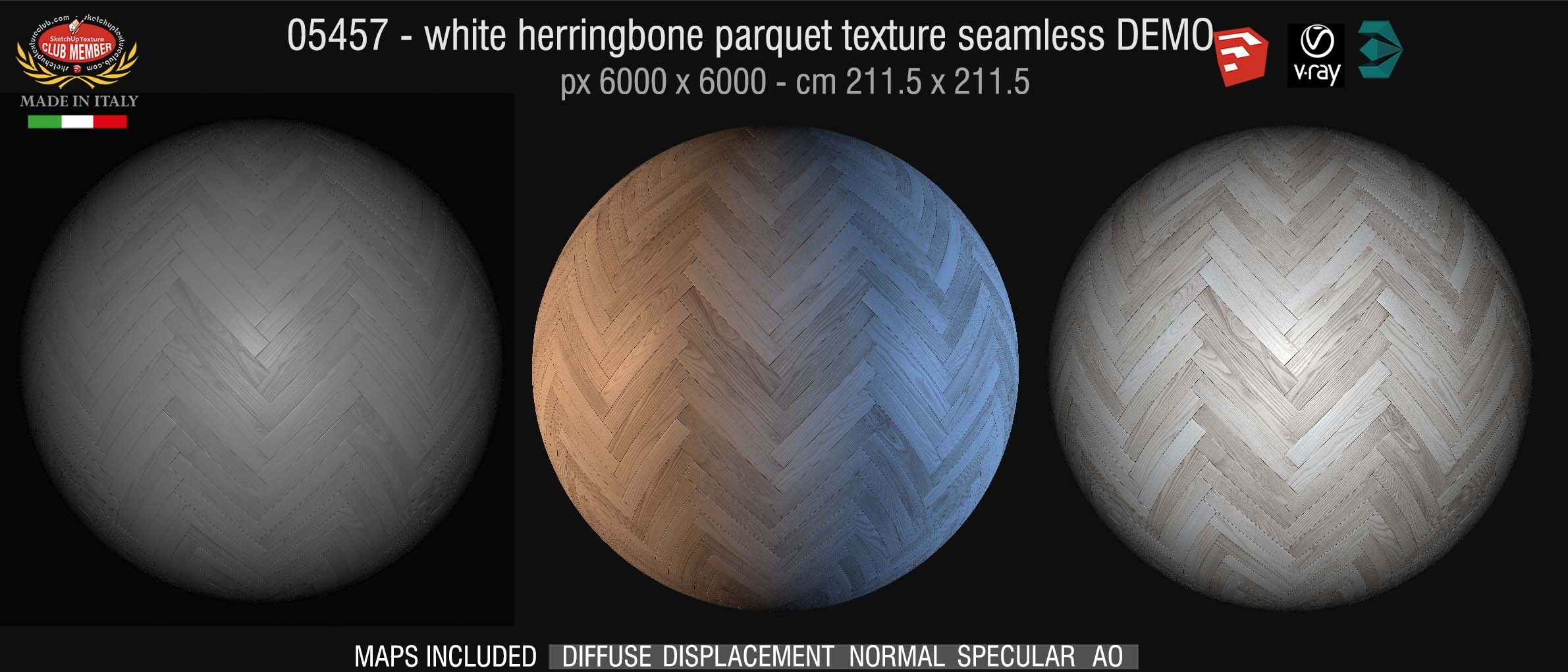 05457 HR Herringbone white wood flooring PBR texture seamless DEMO