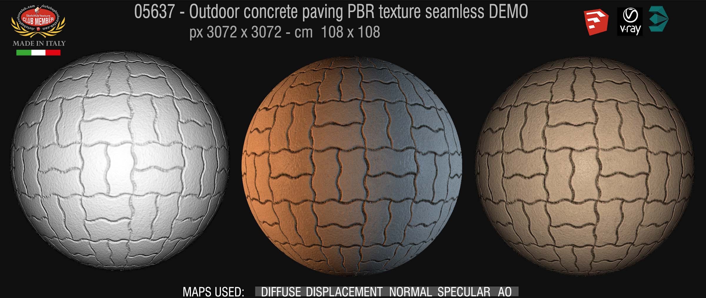 05636 Paving outdoor concrete regular block PBR texture seamless DEMO