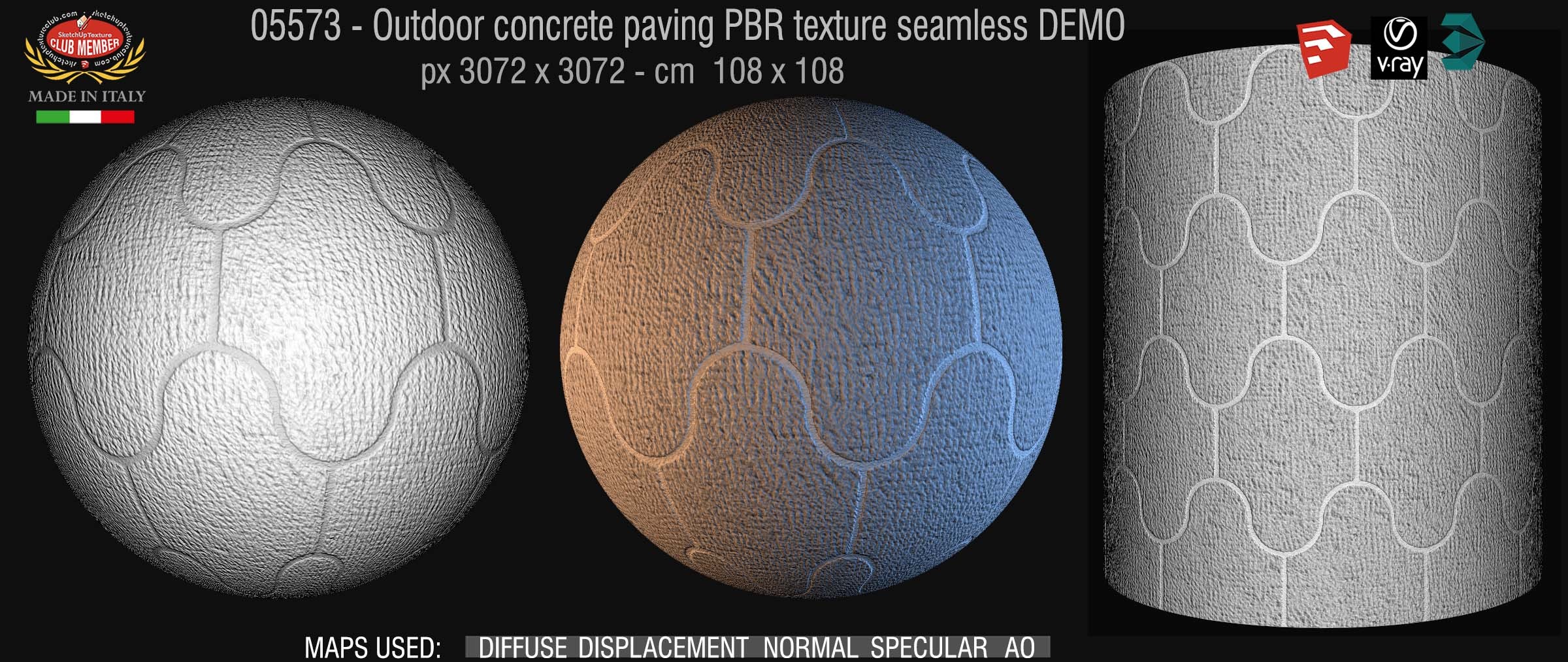 05573 Outdoor concrete paving PBR texture seamless DEMO