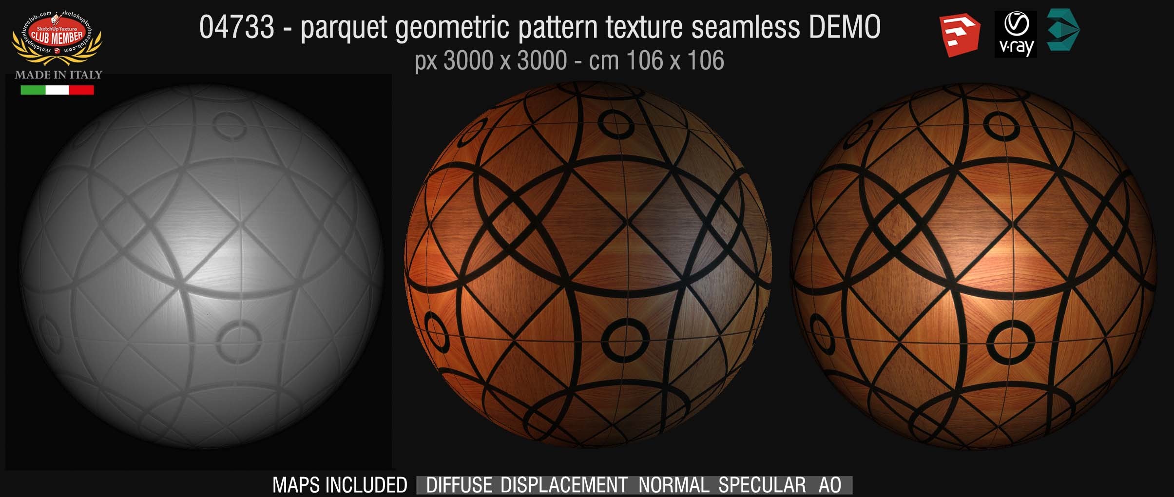 04733 HR Parquet geometric pattern texture seamless + maps DEMO
