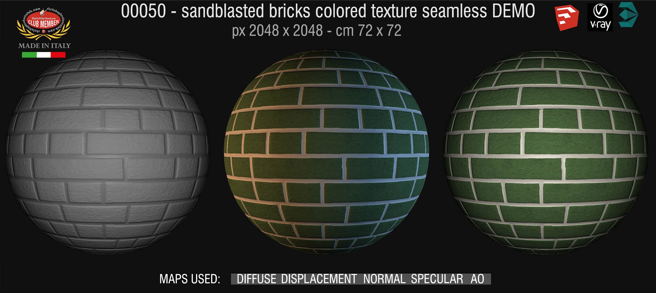 00050 Sandblasted bricks colored texture seamless + maps DEMO