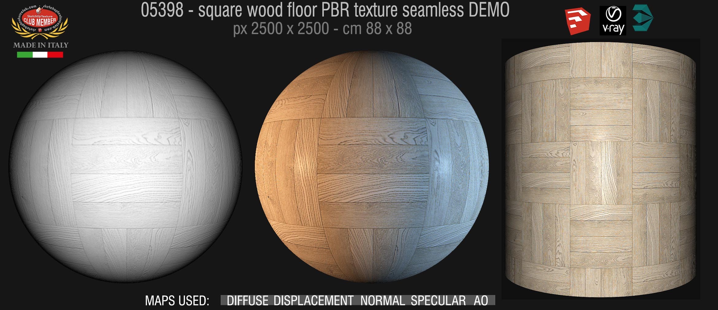 05398 square wood floor PBR texture seamless DEMO