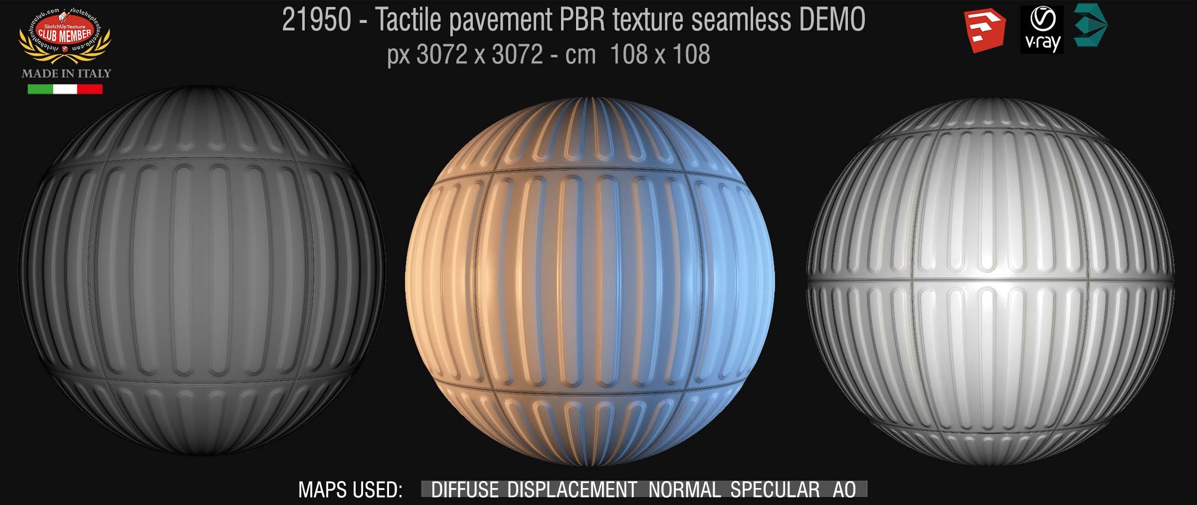 21950 Tactile pavement PBR texture seamless DEMO