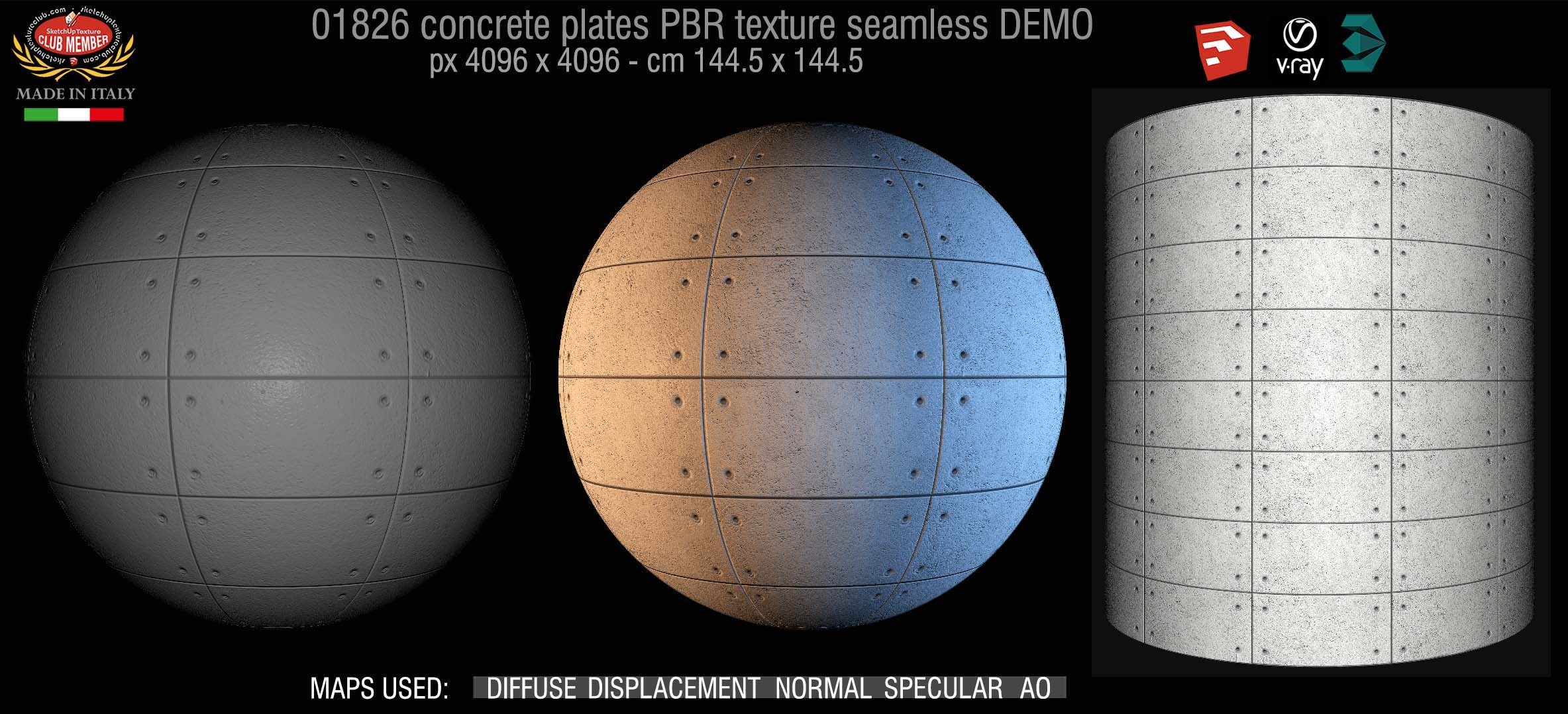 01826 Tadao Ando concrete plates PBR texture seamless DEMO