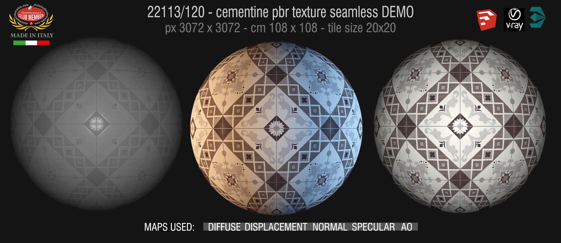 22113/120 cementine tiles Pbr seamless texture DEMO - porcelain stoneware concrete look PARIS collection